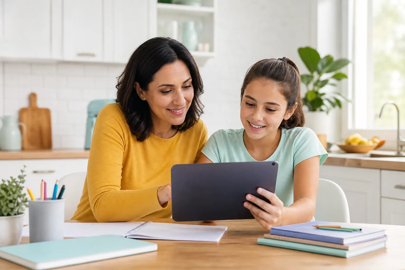 Parent and student reviewing tutoring progress